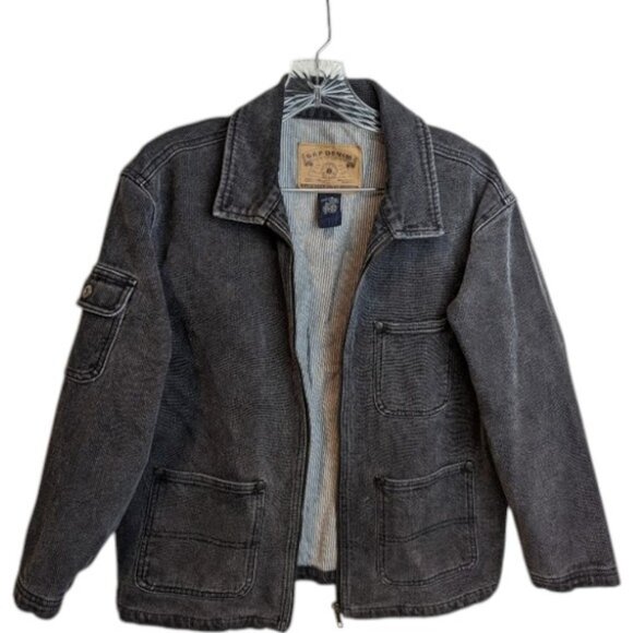 Gap Denim black acid wash collared denim jacket size L - Picture 1 of 6